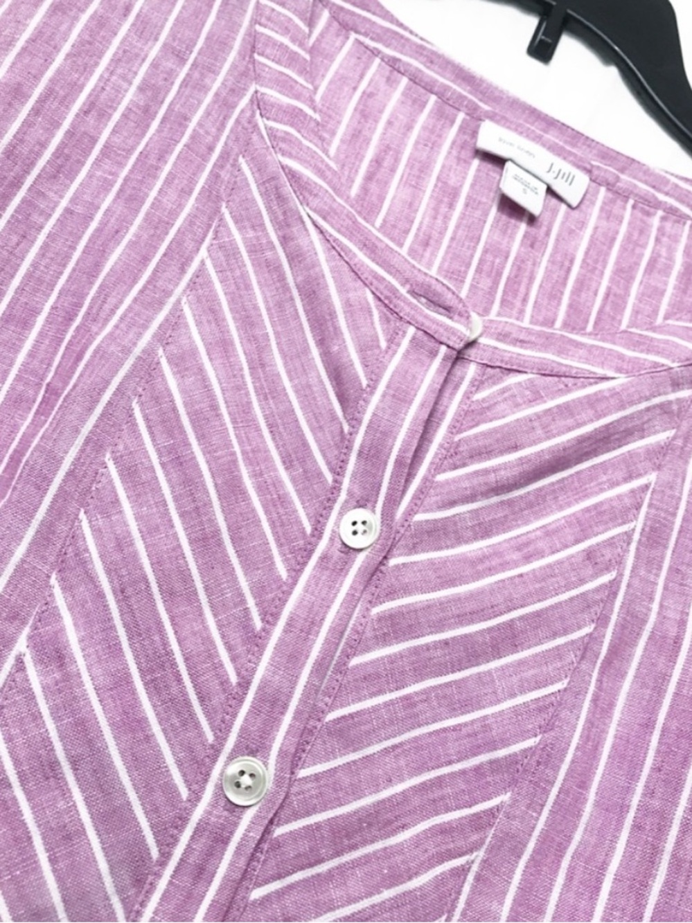 J. Jill striped button down linen long sleeve gauzy shirt
